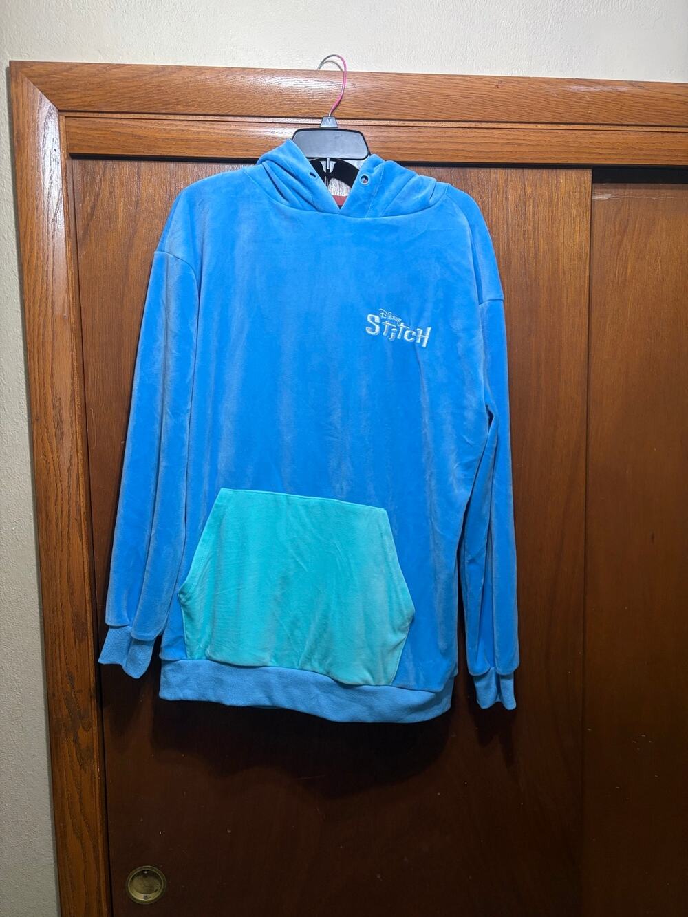 Disney Stitch Plush Hoodie Adult Large Blue 3D Hood Geeknet Pullover Cosplay